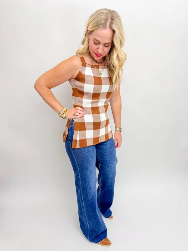 Gia Gingham Knit Top sold by Mimosa