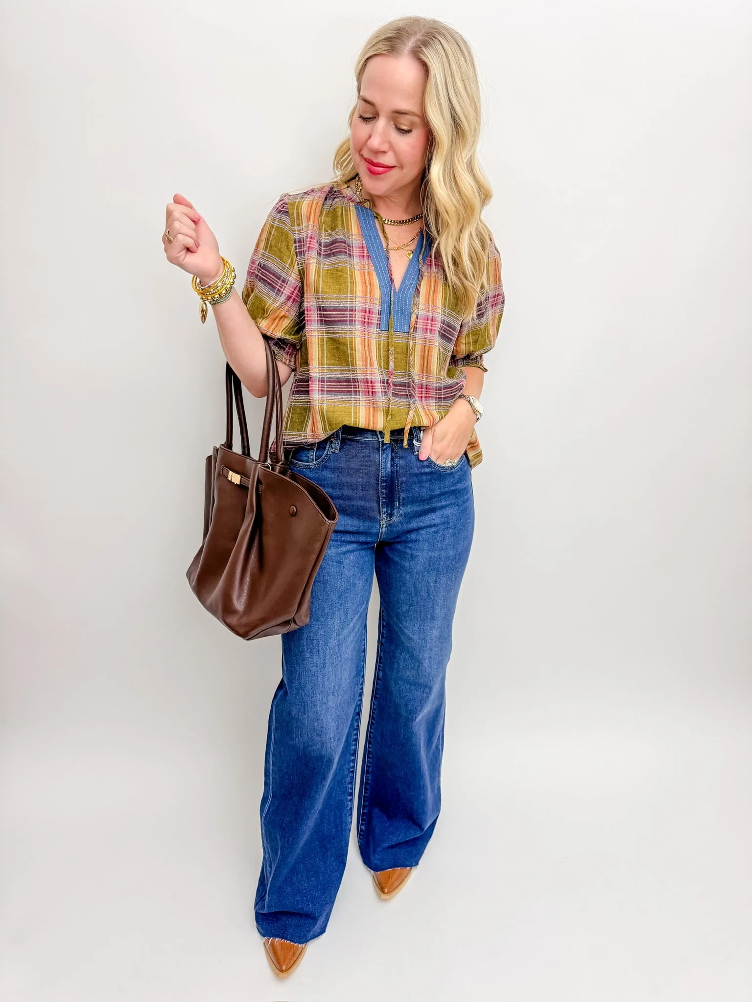 Vera Textured Plaid Blouse sold by Mimosa product image thumbnail 3