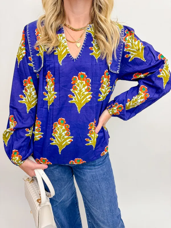 Willa Floral Vneck Blouse sold by Mimosa