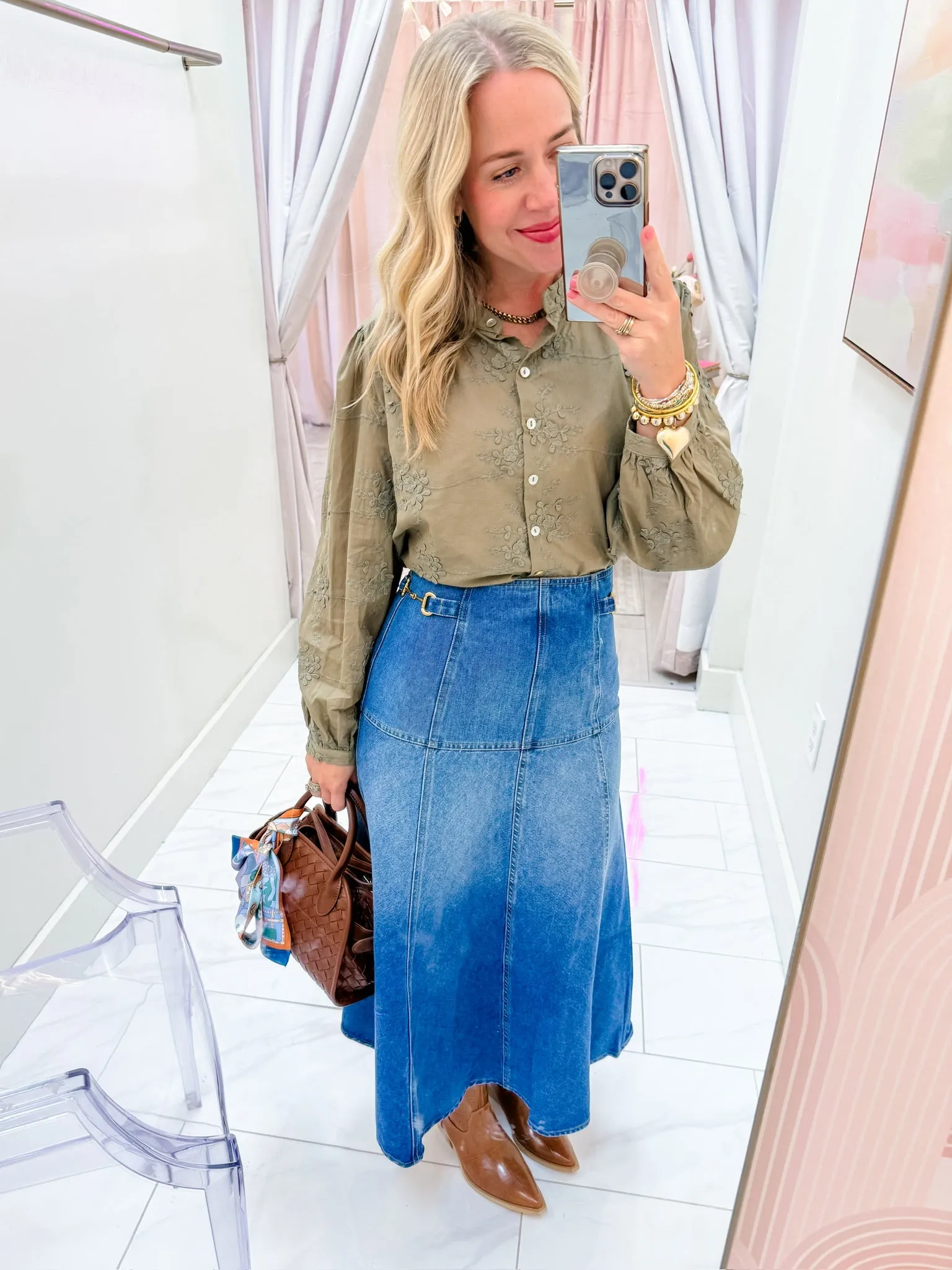 Olive Textured Floral Blouse sold by Mimosa product image thumbnail 3