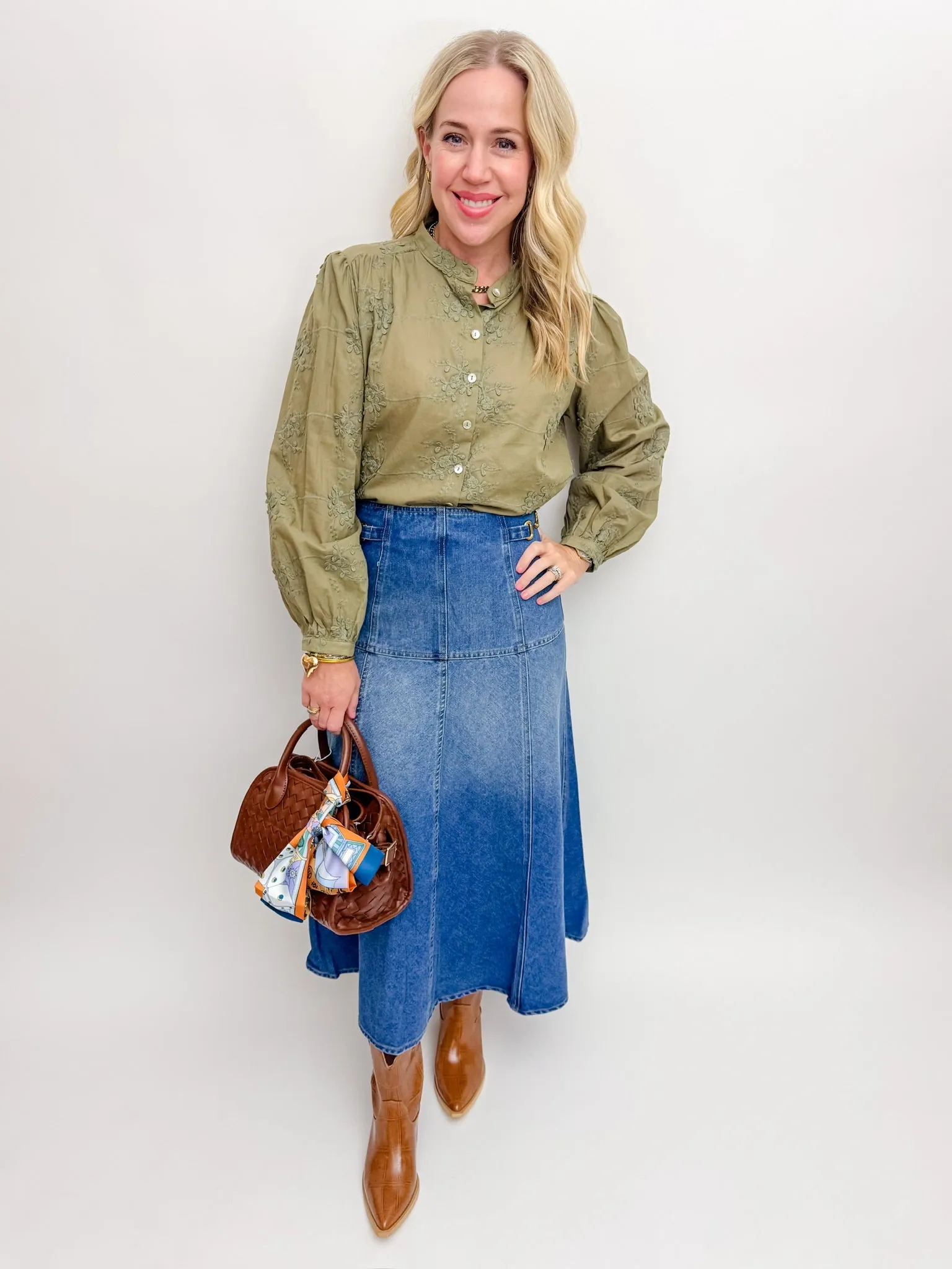 Olive Textured Floral Blouse sold by Mimosa product image thumbnail 2