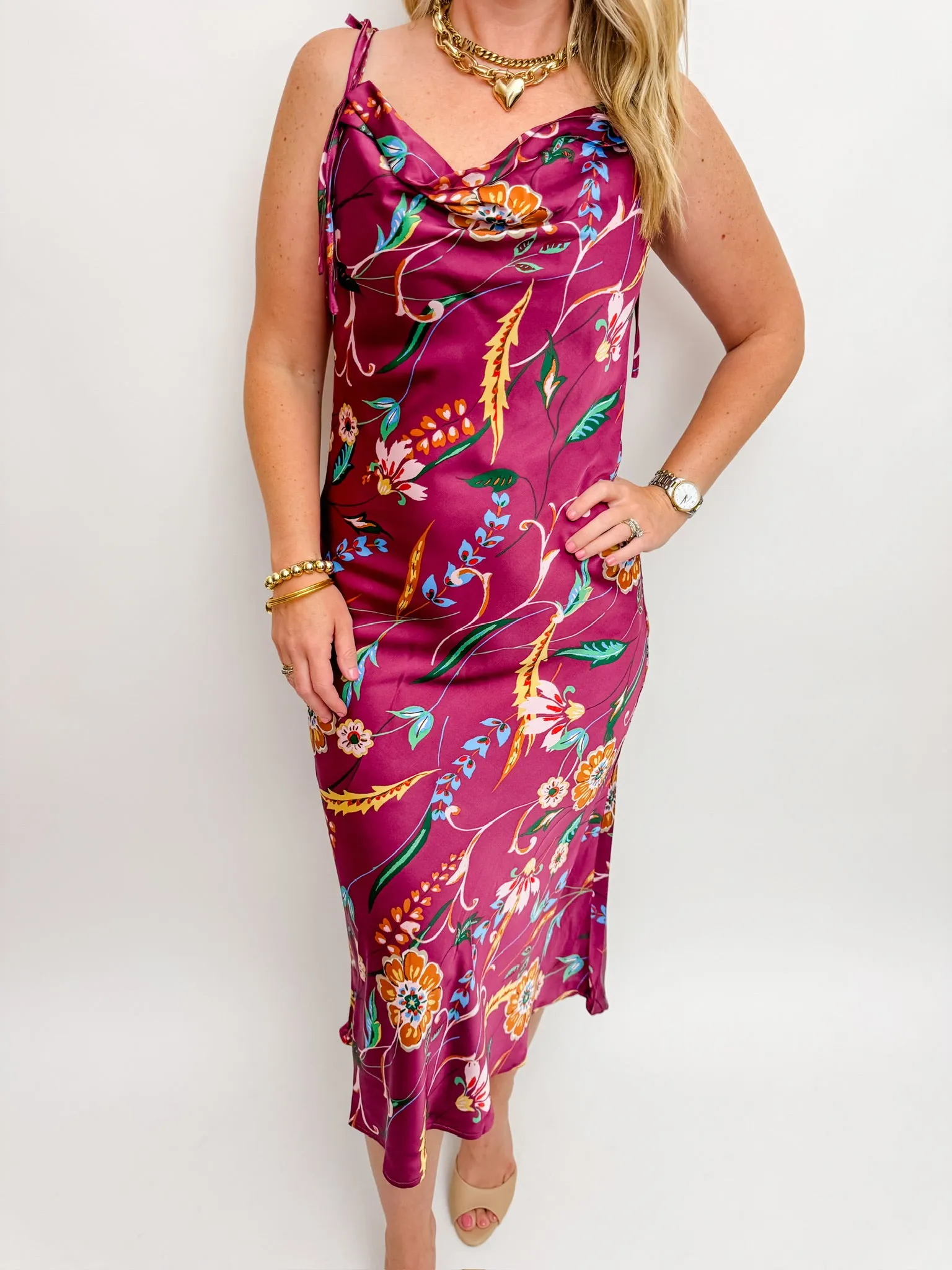 Wine Down Floral Midi Dress sold by Mimosa product image thumbnail 2