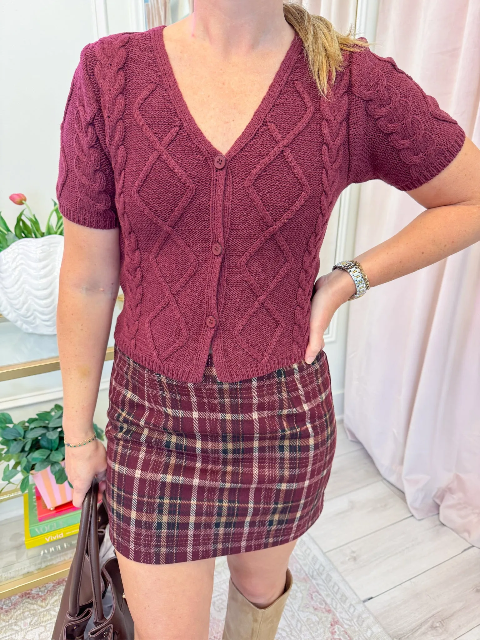 Autumn Aura Short Sleeve Cardigan sold by Mimosa