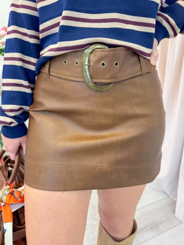 Maverick Mini Skirt Chestnut Brown sold by Mimosa