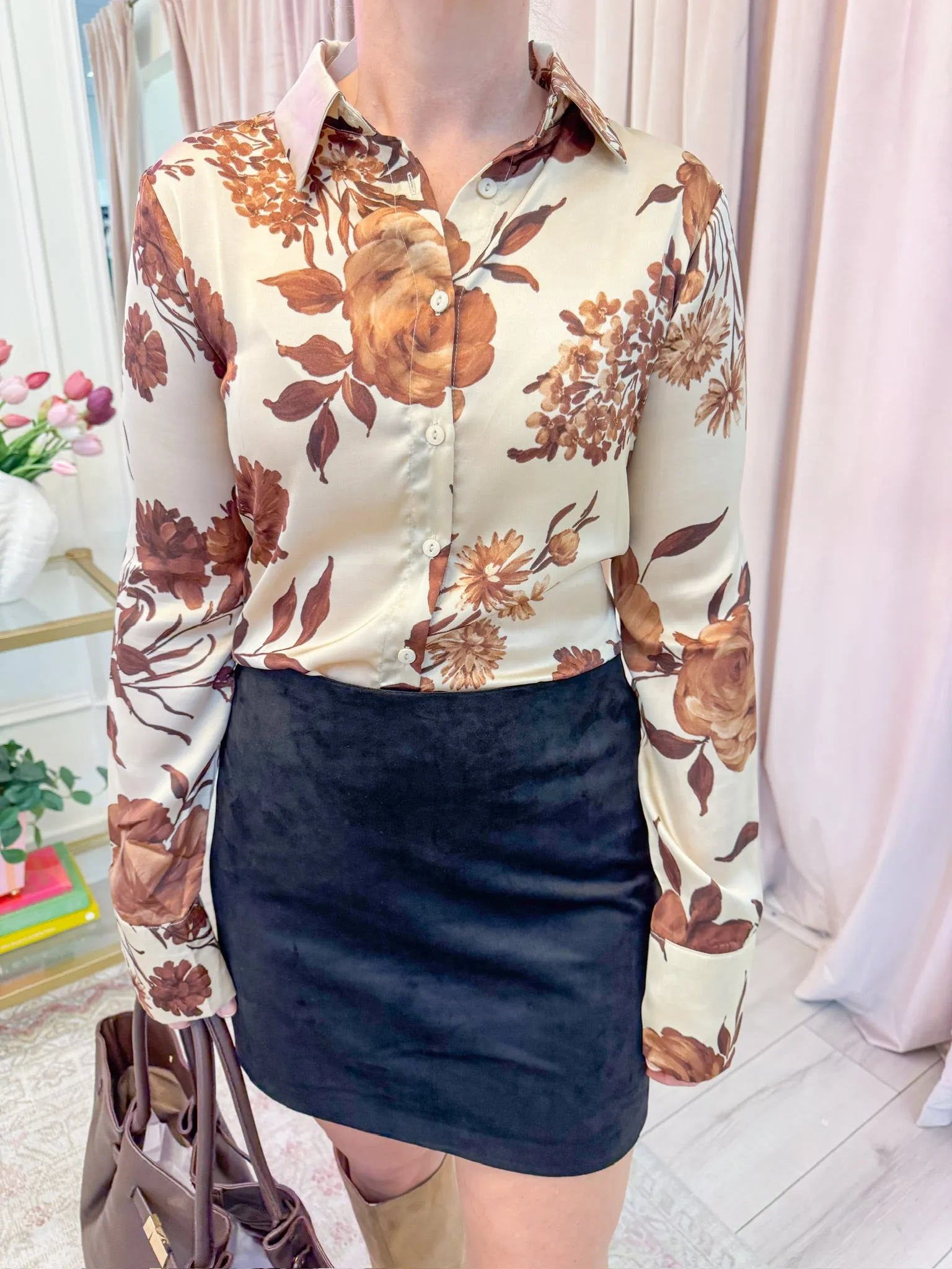 Autumn Bloom Satin Blouse sold by Mimosa