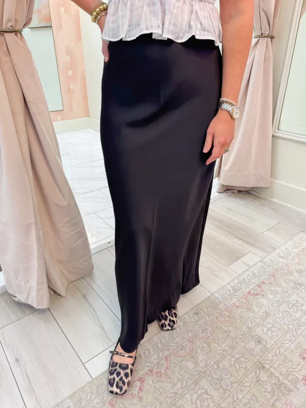 Empire Satin Maxi Skirt sold by Mimosa