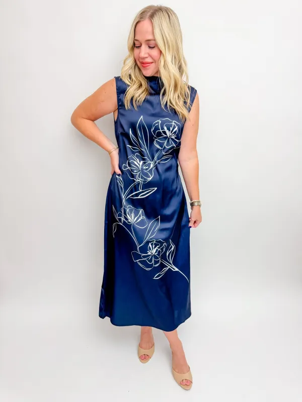 Nightscape Floral Midi Dress sold by Mimosa