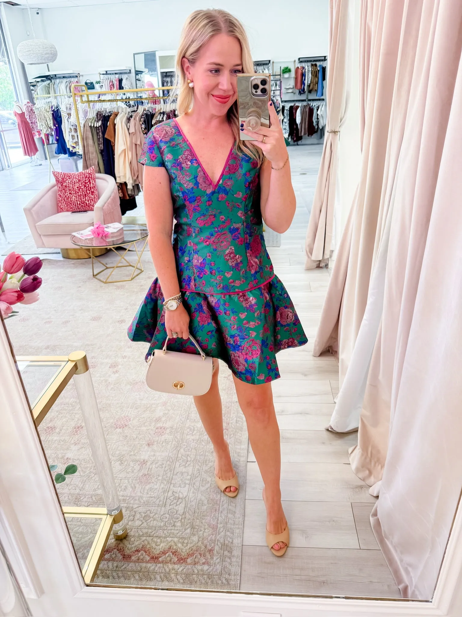 Estelle Jacquard Drop Waist Mini Dress sold by Mimosa product image thumbnail 4