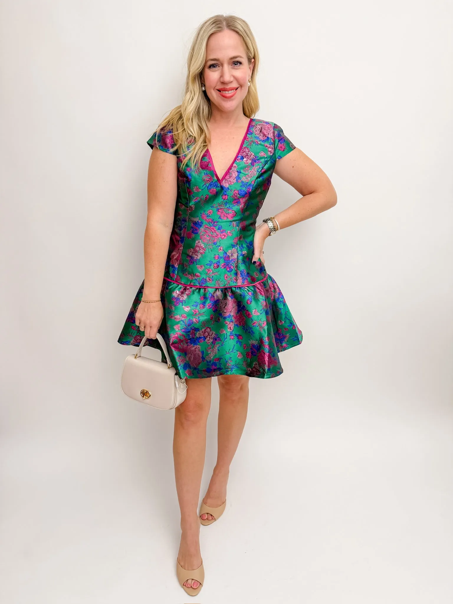 Estelle Jacquard Drop Waist Mini Dress sold by Mimosa