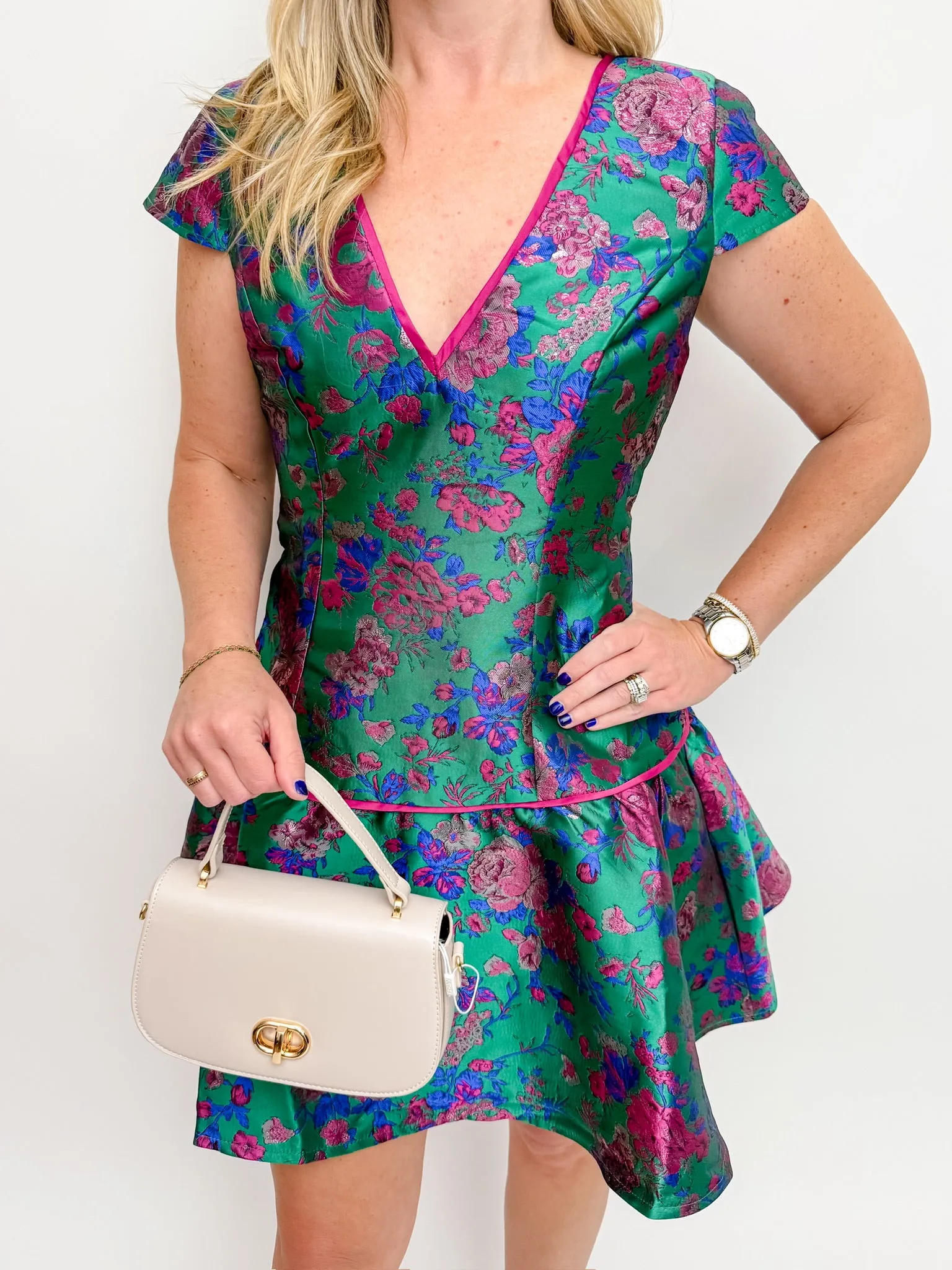 Estelle Jacquard Drop Waist Mini Dress sold by Mimosa product image thumbnail 2