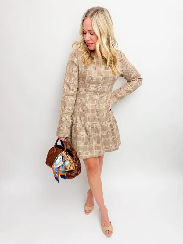 Bridgette Plaid Drop Waist Mini Dress sold by Mimosa