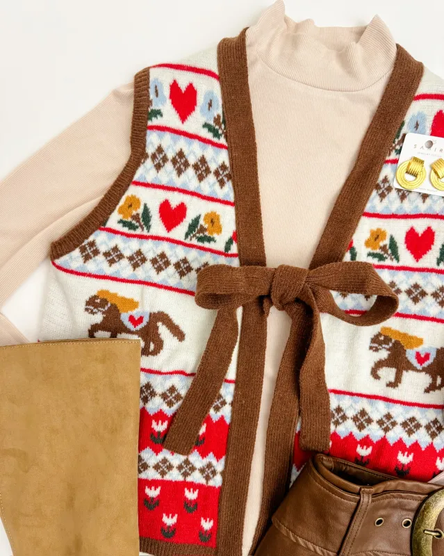 Western Vintage Front Tie Sweater Vest sold by Mimosa