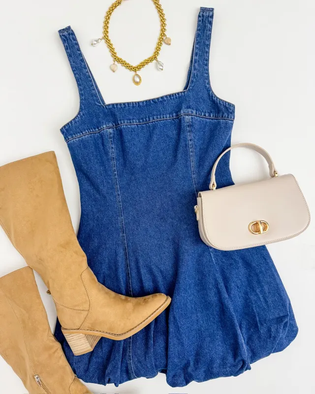 Nadine Denim Bubble Dress sold by Mimosa