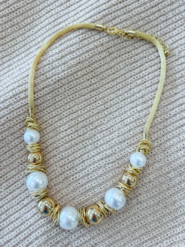 Pearl Mesh Necklace sold by Mimosa