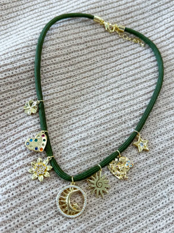 Luanne Multi Charm Cord Necklace sold by Mimosa