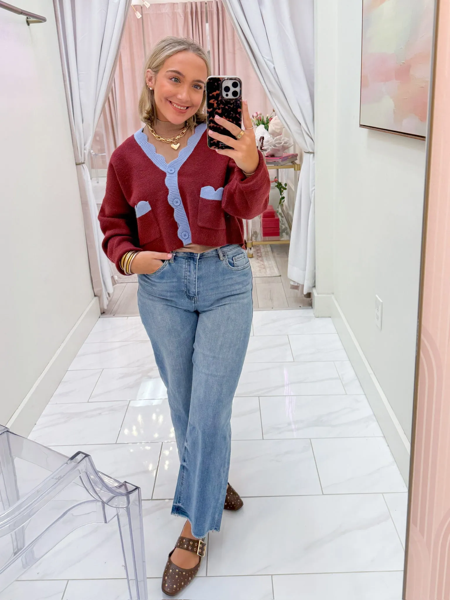 Cool Nights Scallop Edge Cardigan sold by Mimosa product image thumbnail 2