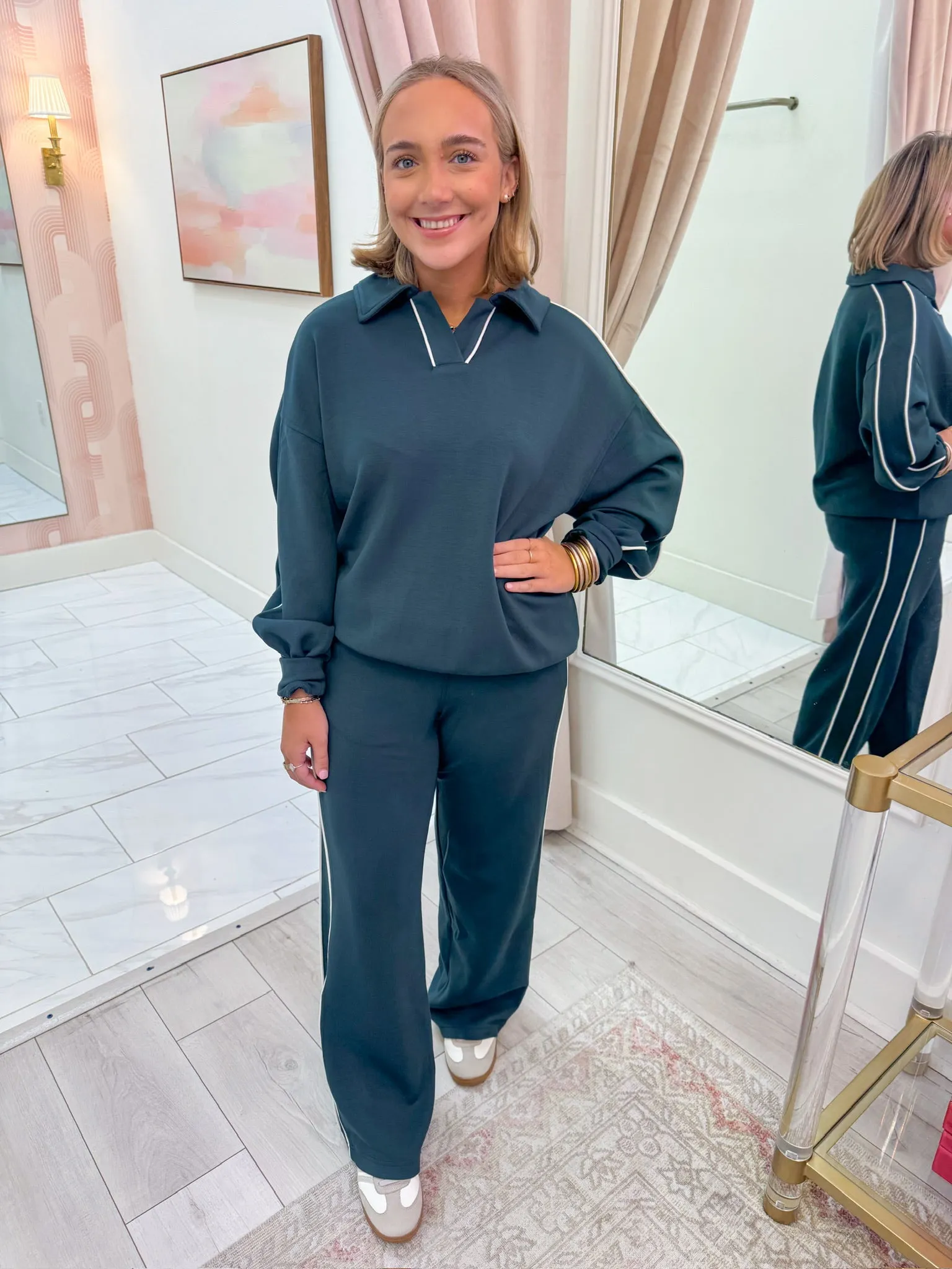 Scuba Luxe Side Stripe Polo Pullover sold by Mimosa product image thumbnail 2