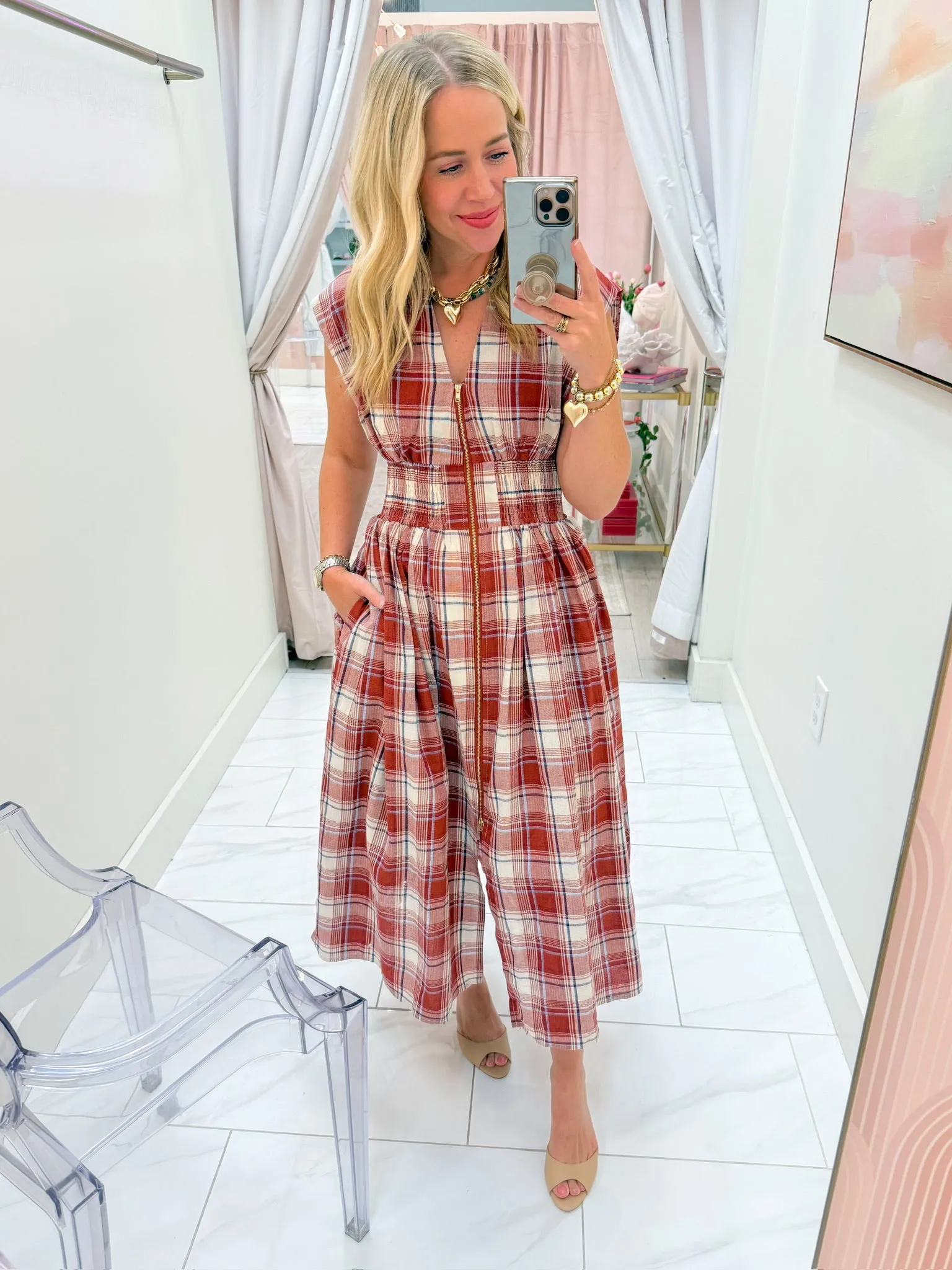 Apple Cider Plaid Midi Dress sold by Mimosa product image thumbnail 3