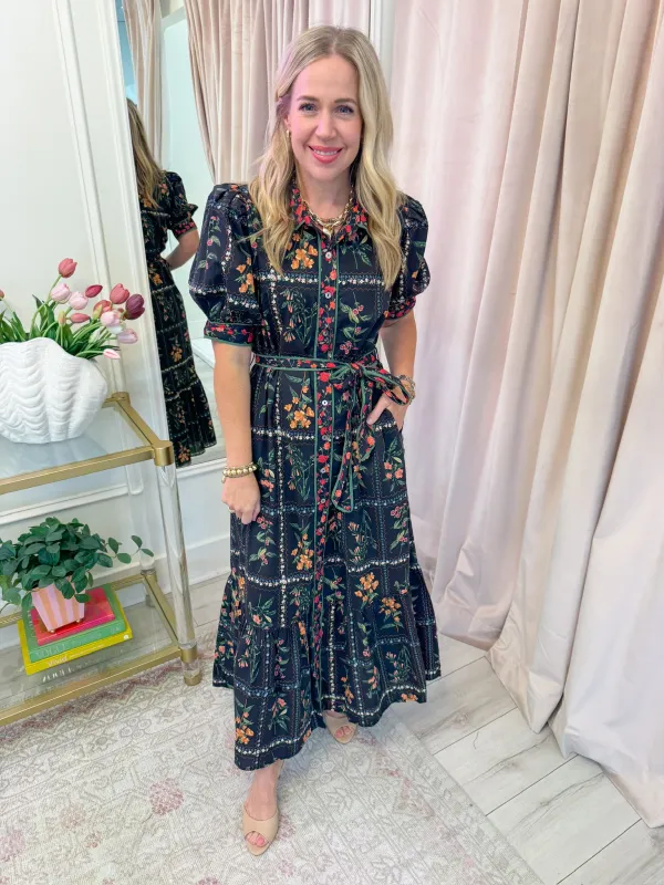 Fleur Noir Midi Dress sold by Mimosa