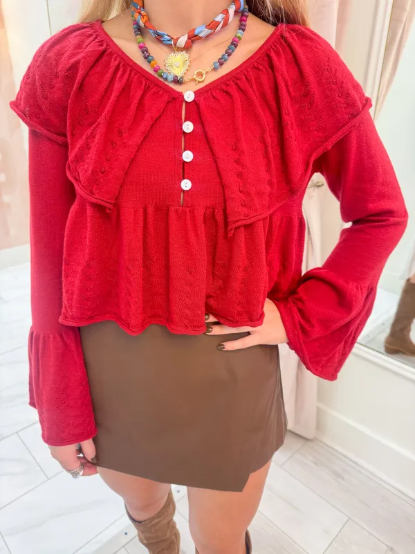 Fiera Ruffle Knit Long Sleeve Top sold by Mimosa