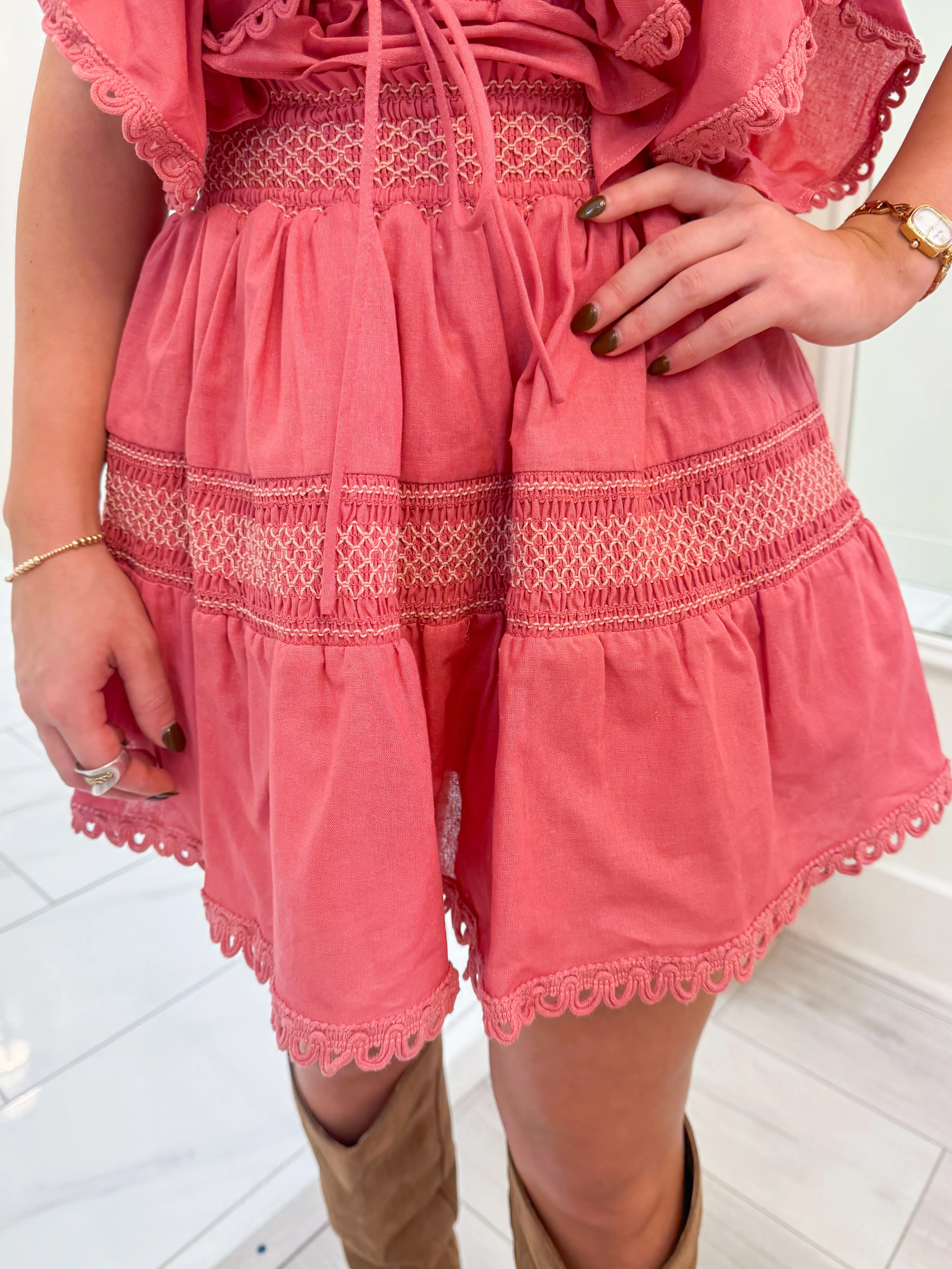 Hanoi Mini Skirt Rosewood sold by Mimosa