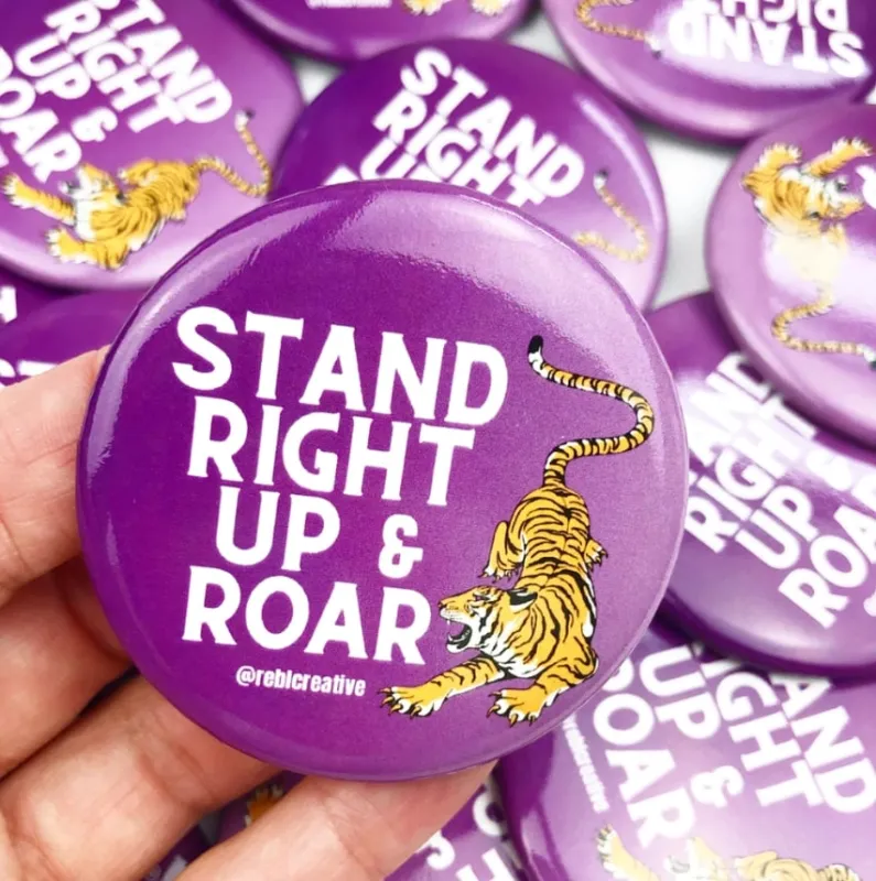 Stand Right Up & Roar Gameday Button made by Mimosa