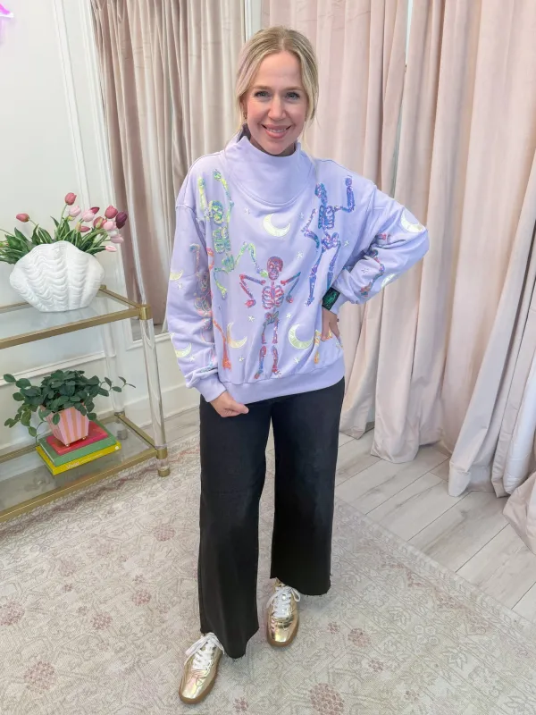 Multi Dancing Skeleton Mock Neck Sweatshirt sold by Mimosa