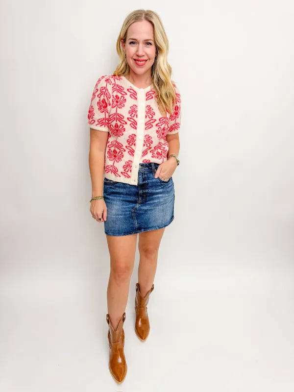 Floral Field SS Sweater Cardi sold by Mimosa