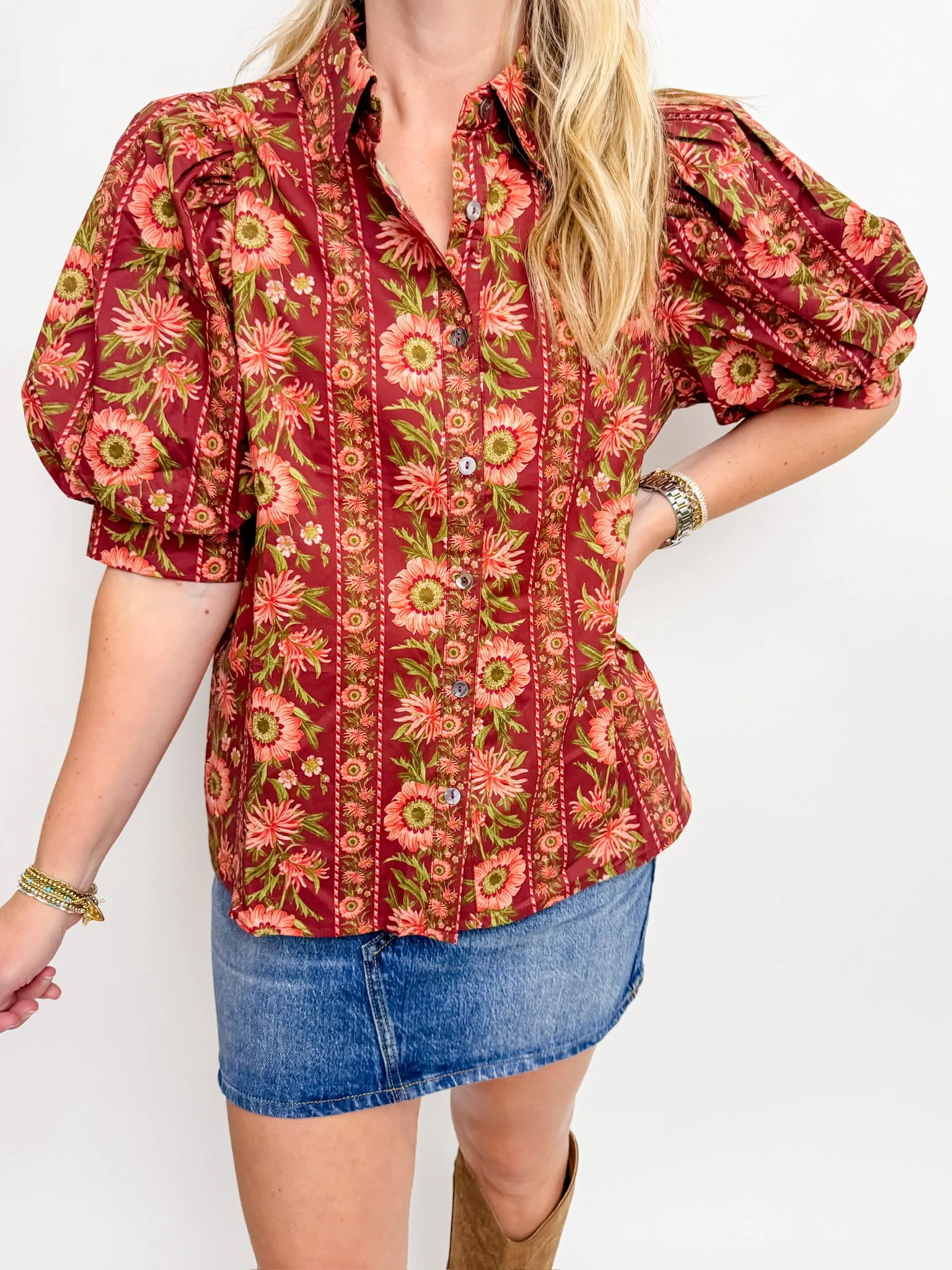 Wild Dahlia Puff Sleeve Blouse sold by Mimosa product image thumbnail 3