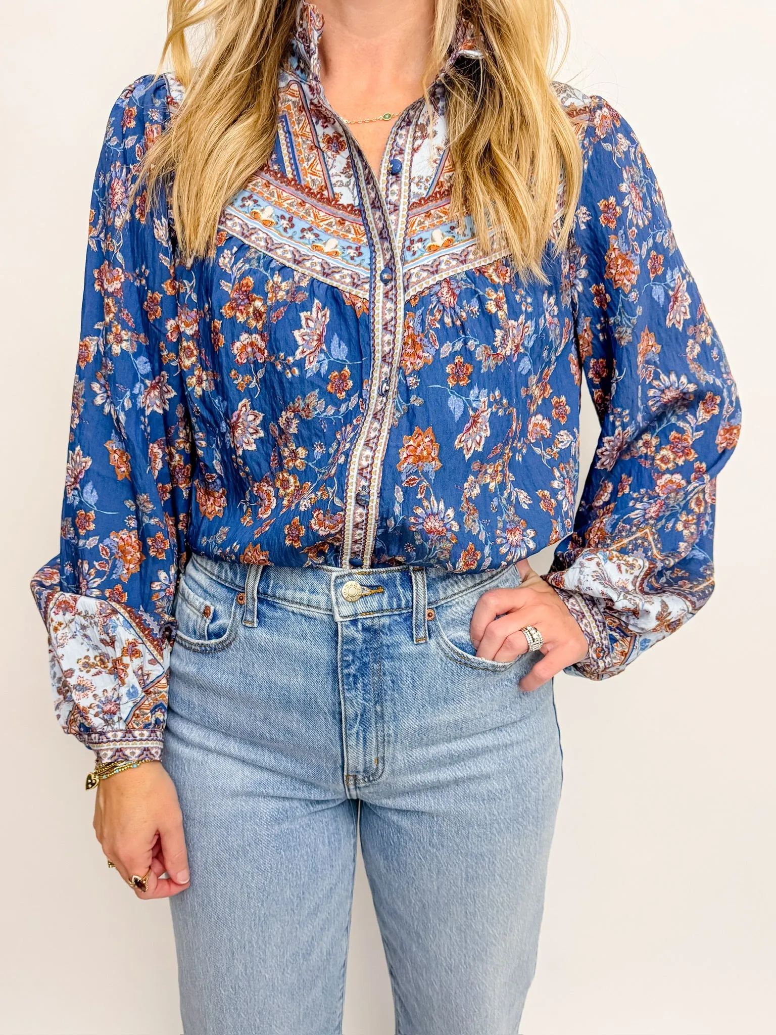 Southwest Floral Button Up Blouse sold by Mimosa product image thumbnail 2