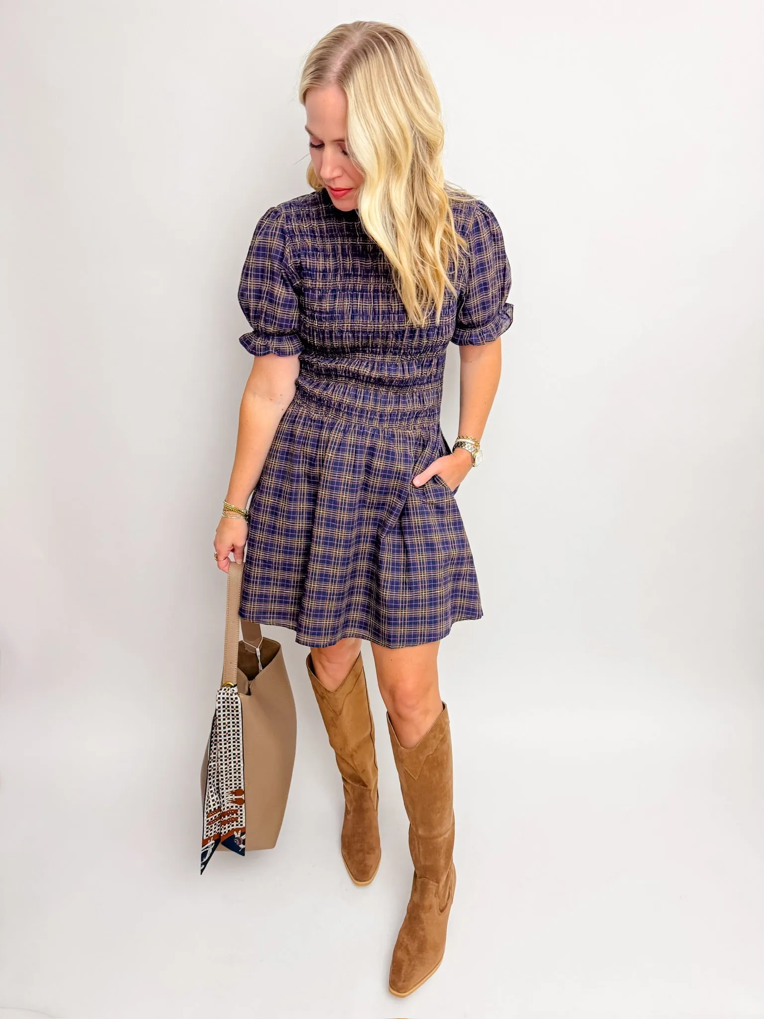 Orchard Stroll Plaid Mini Dress sold by Mimosa product image thumbnail 2