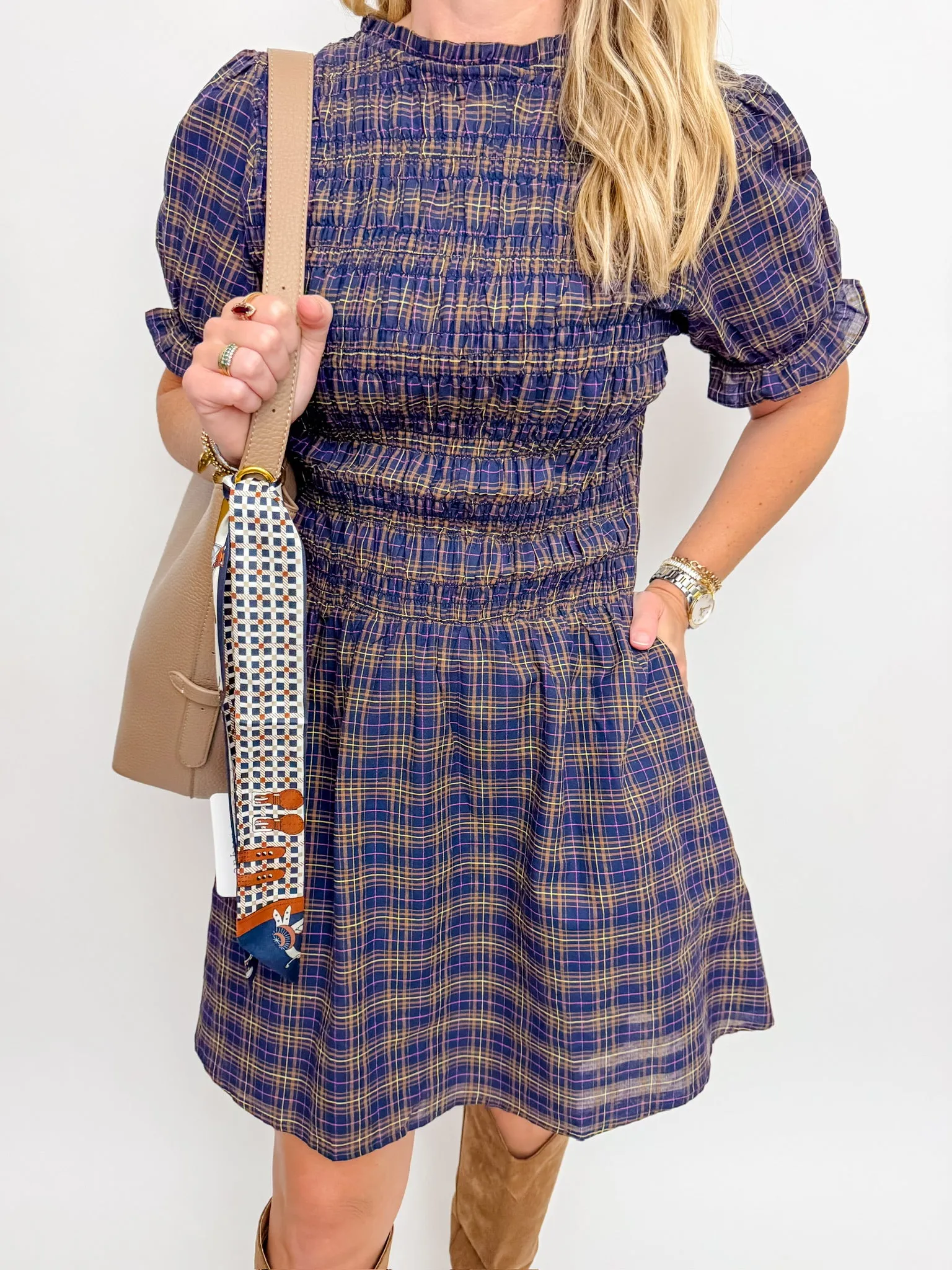 Orchard Stroll Plaid Mini Dress sold by Mimosa product image thumbnail 3