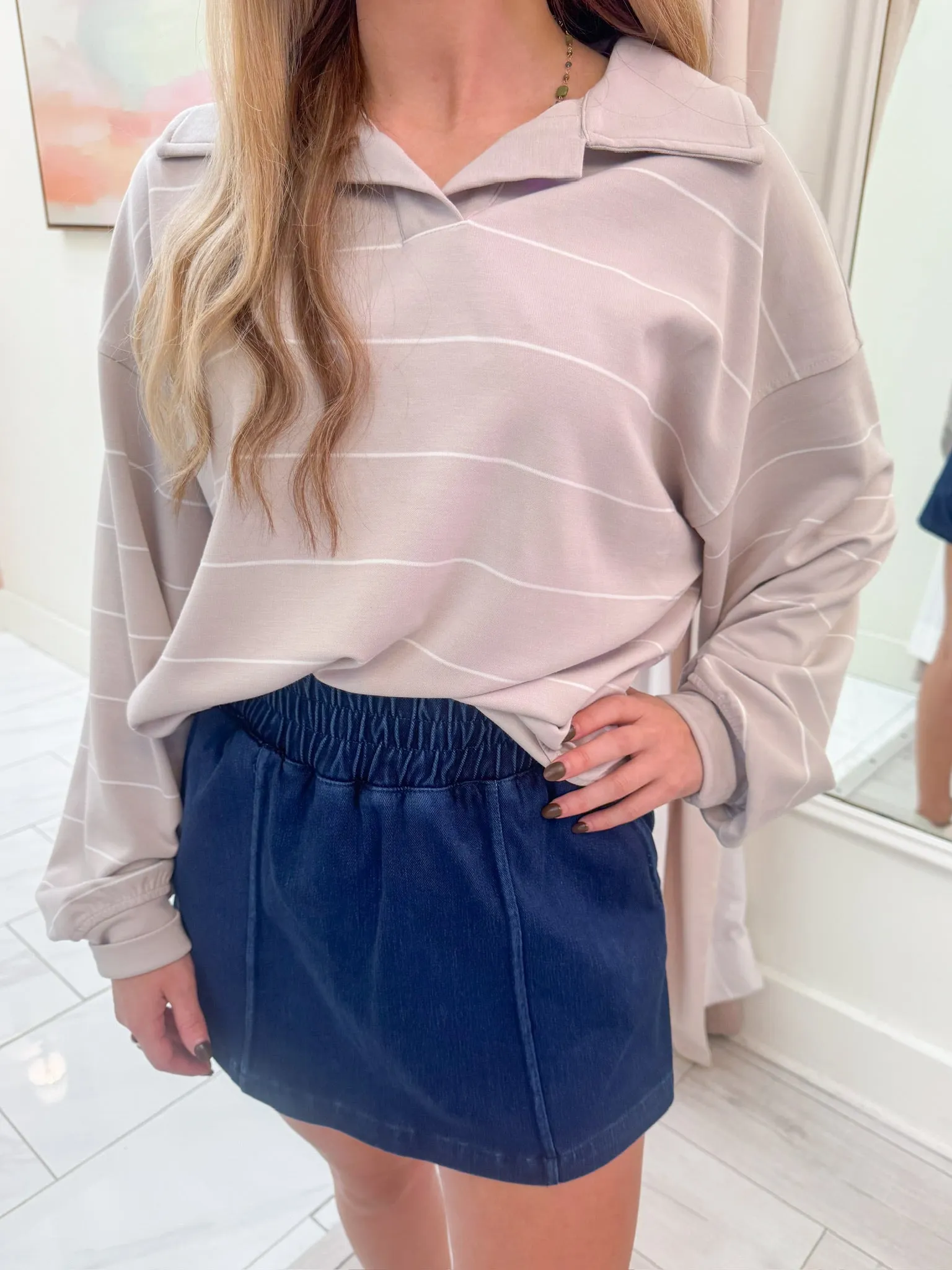 Scuba Luxe Stripe Polo Top sold by Mimosa product image thumbnail 2