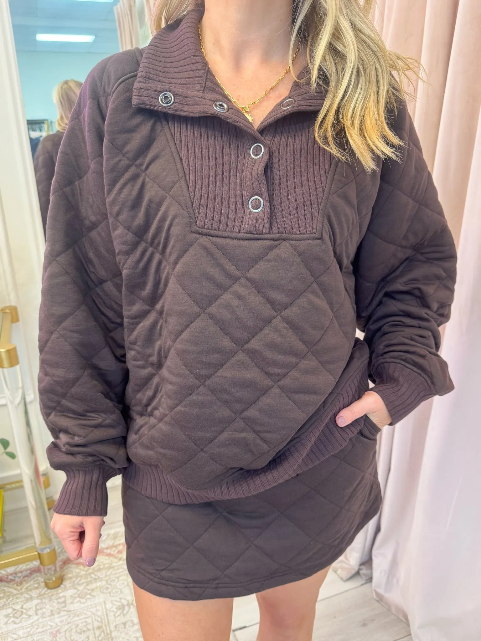 Cool Down Quilted Snap Pullover sold by Mimosa product image thumbnail 3