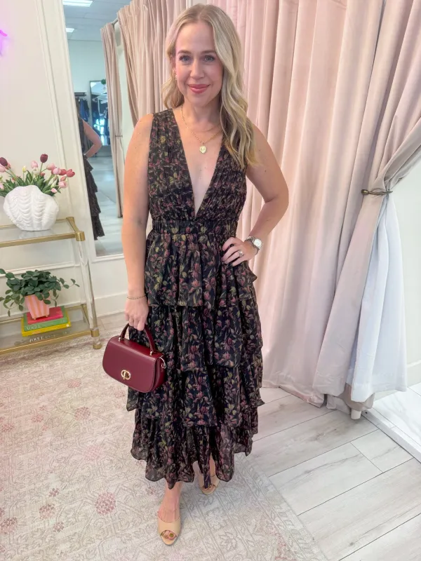 Evening Romance Tiered Maxi Dress sold by Mimosa
