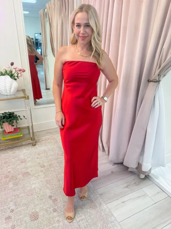 Jessamine Strapless Midi Dress sold by Mimosa