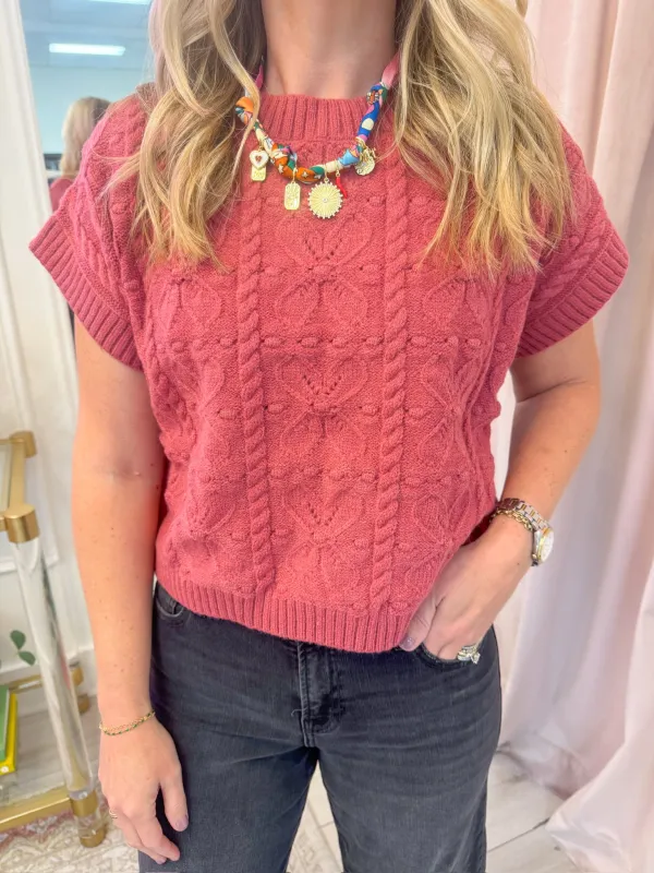 Francie Crop Sweater Vest Top sold by Mimosa