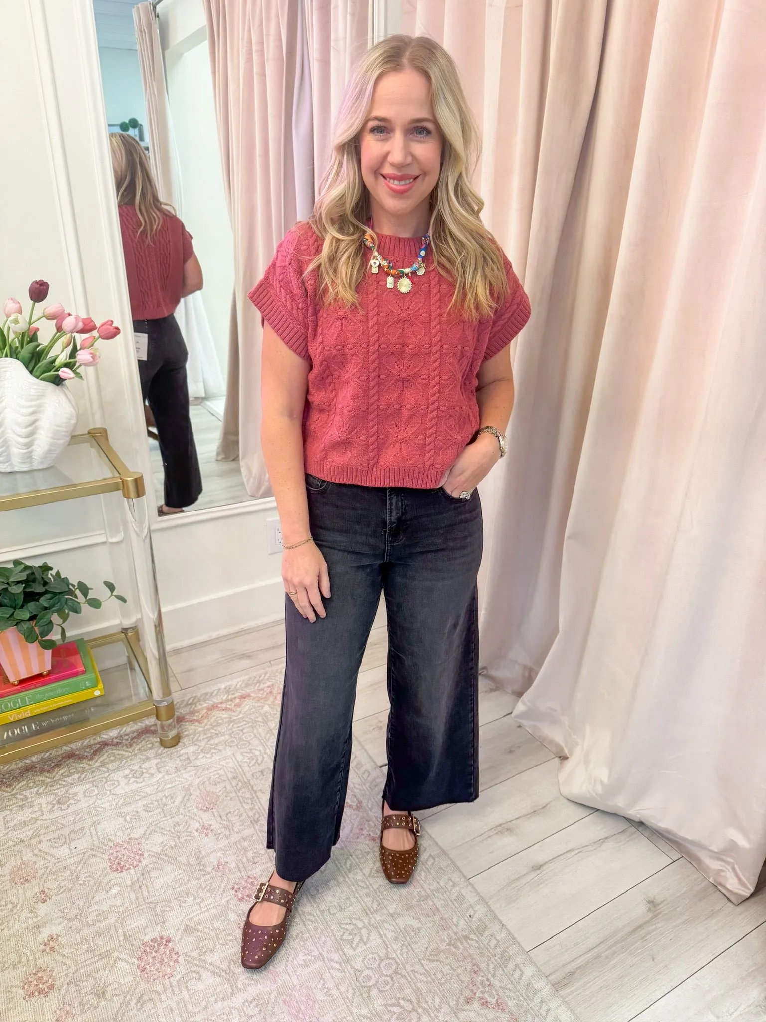 Francie Crop Sweater Vest Top sold by Mimosa product image thumbnail 2