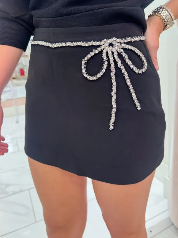 Rhinestone Bow Front Mini Skort sold by Mimosa