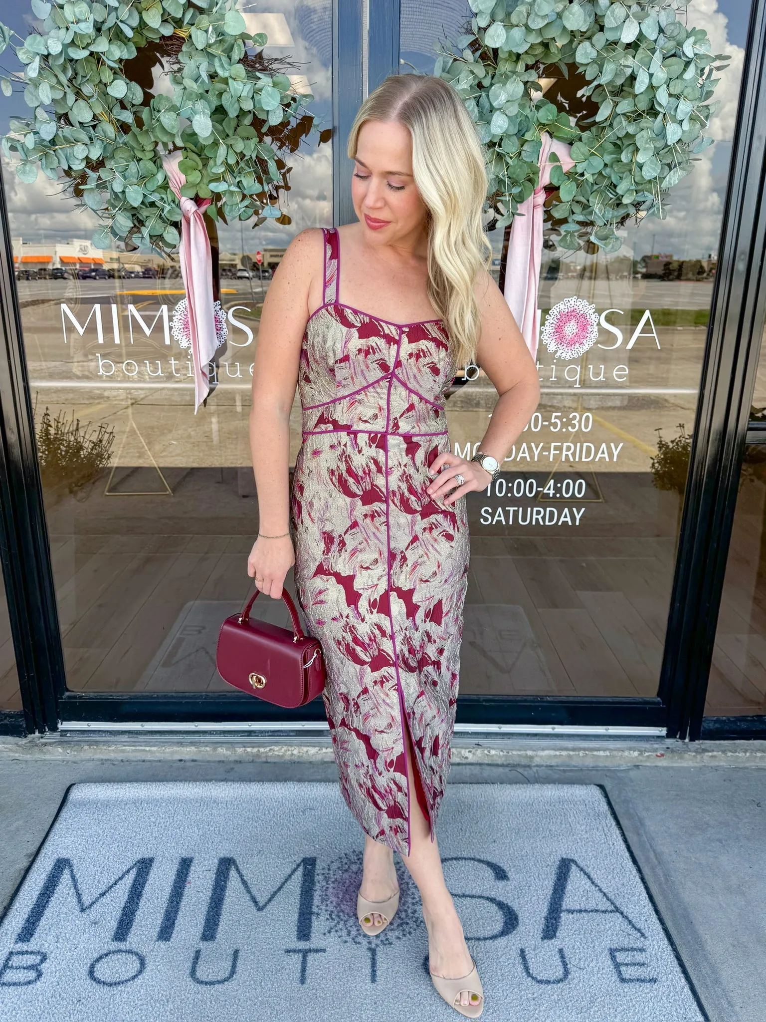 Ella Jacquard Midi Dress sold by Mimosa