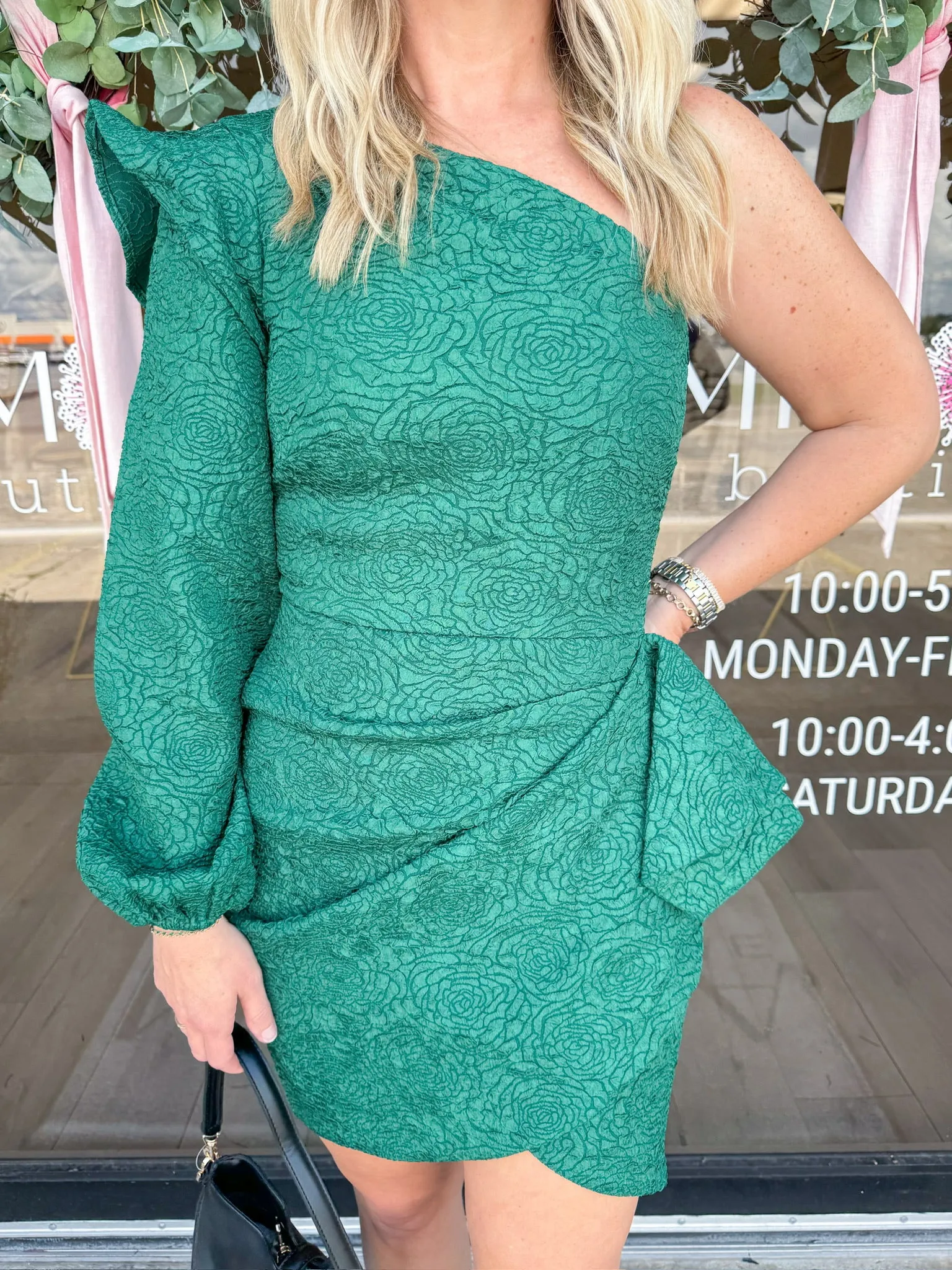 Wayne One Shoulder Textured Mini Dress sold by Mimosa product image thumbnail 4