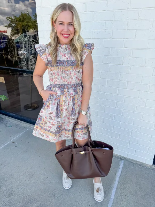 Paisley Petals Smocked Mini Dress made by Mimosa