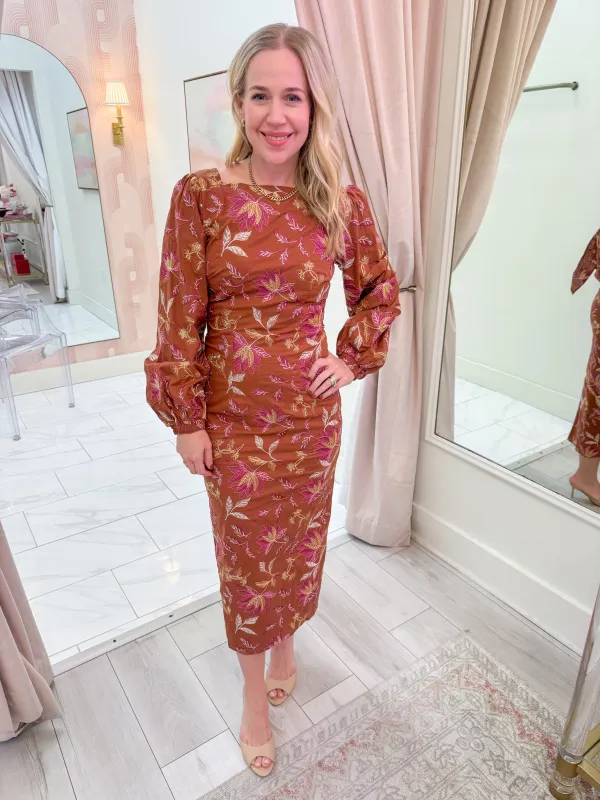 Lania Printed Midi Dress sold by Mimosa