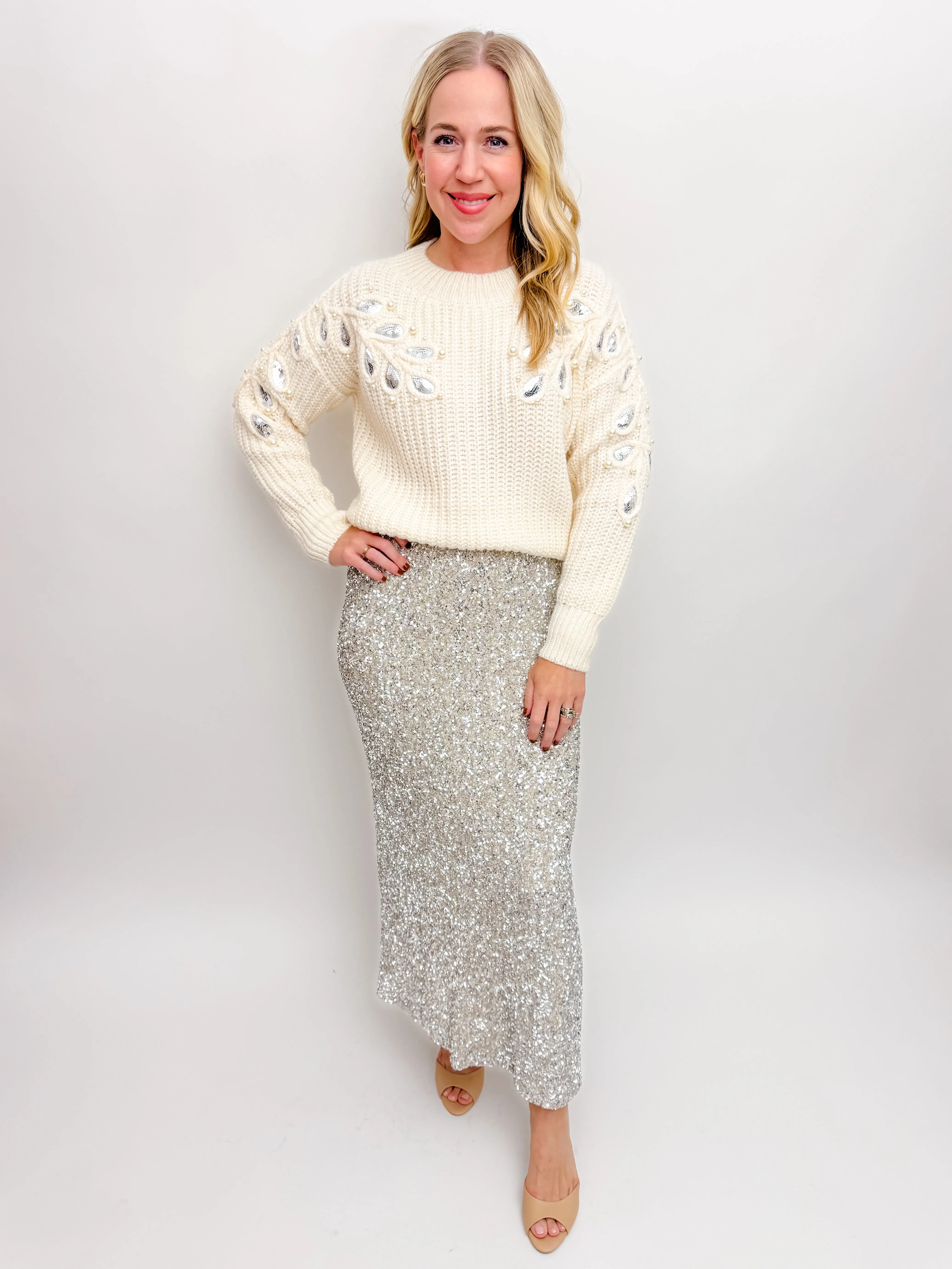 Monroe Leaf Cutout Embellished Sweater sold by Mimosa product image thumbnail 2