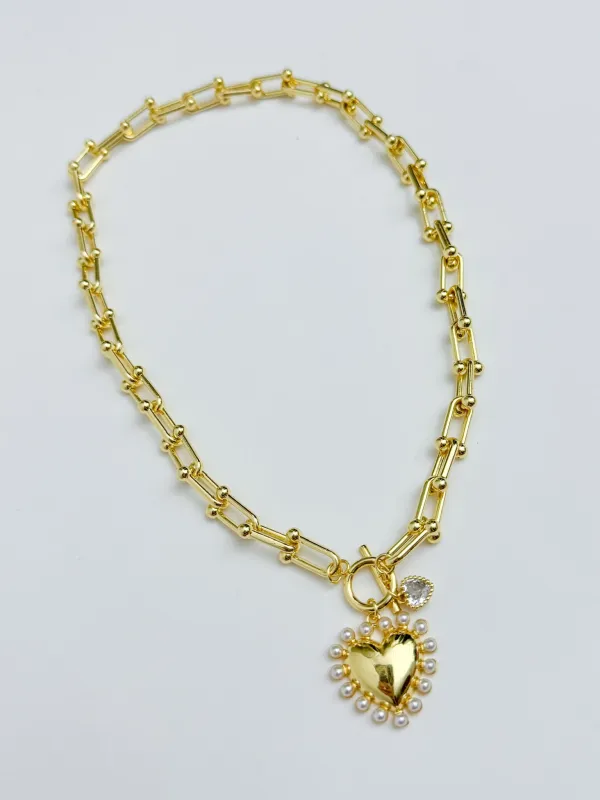 Tia Pearl Heart Necklace sold by Mimosa