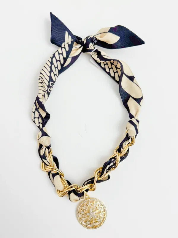 Arlo Chain Woven Scarf Necklace sold by Mimosa