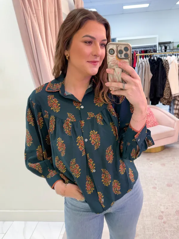 Fern Flora Collared Blouse sold by Mimosa