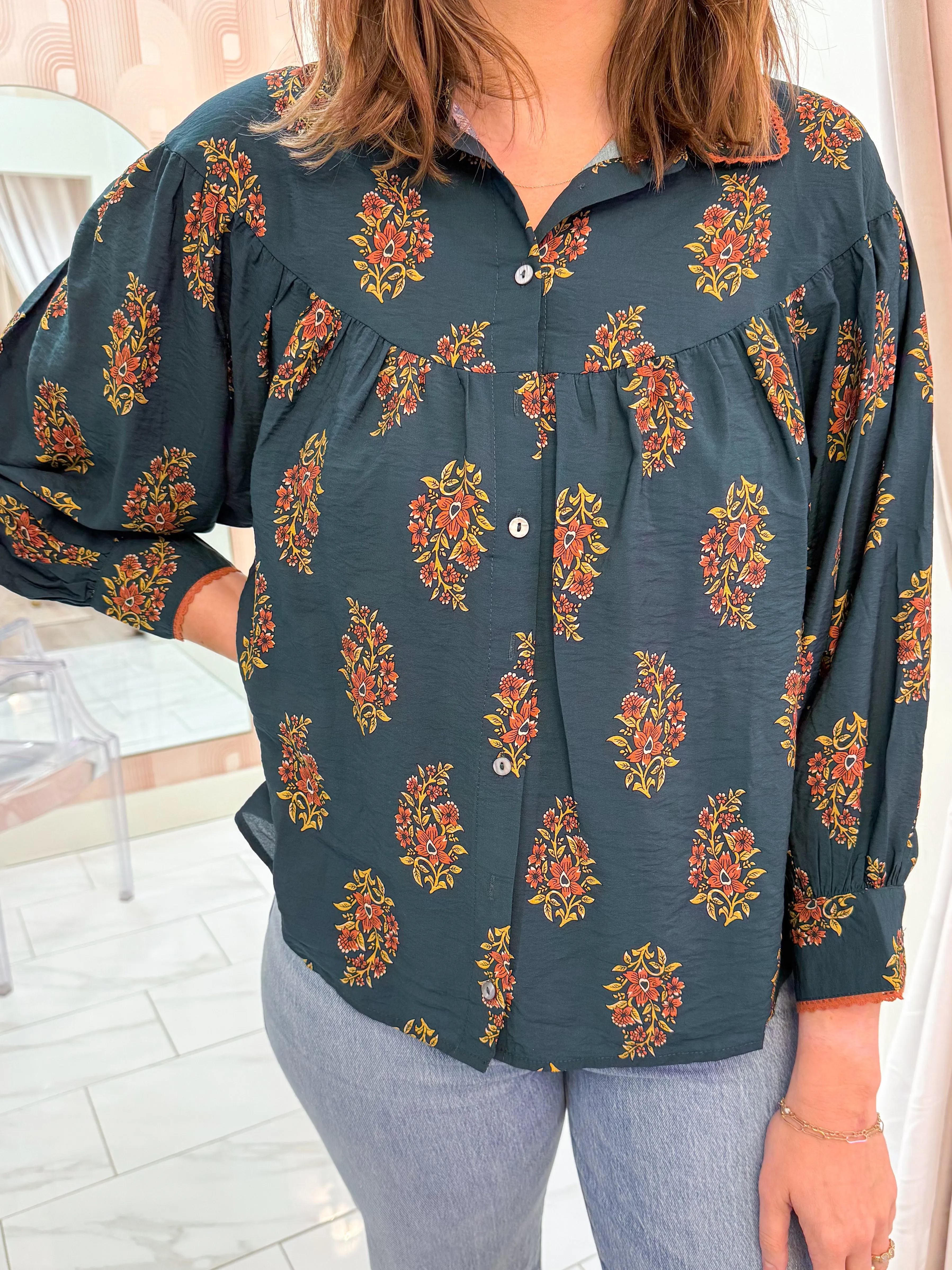 Fern Flora Collared Blouse sold by Mimosa product image thumbnail 3