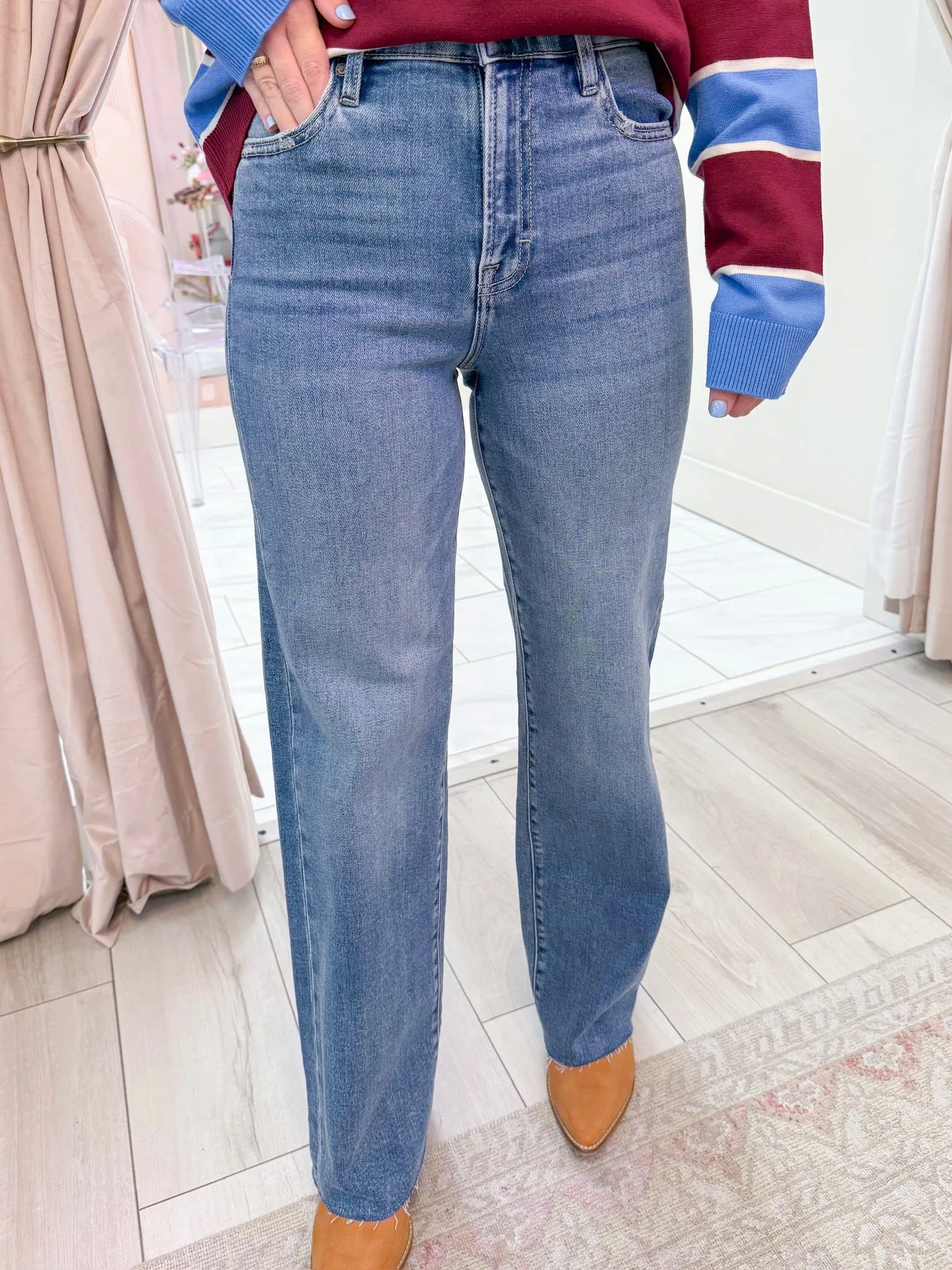 Logan Clean Stretch Dad Jean Med Dark sold by Mimosa product image thumbnail 3