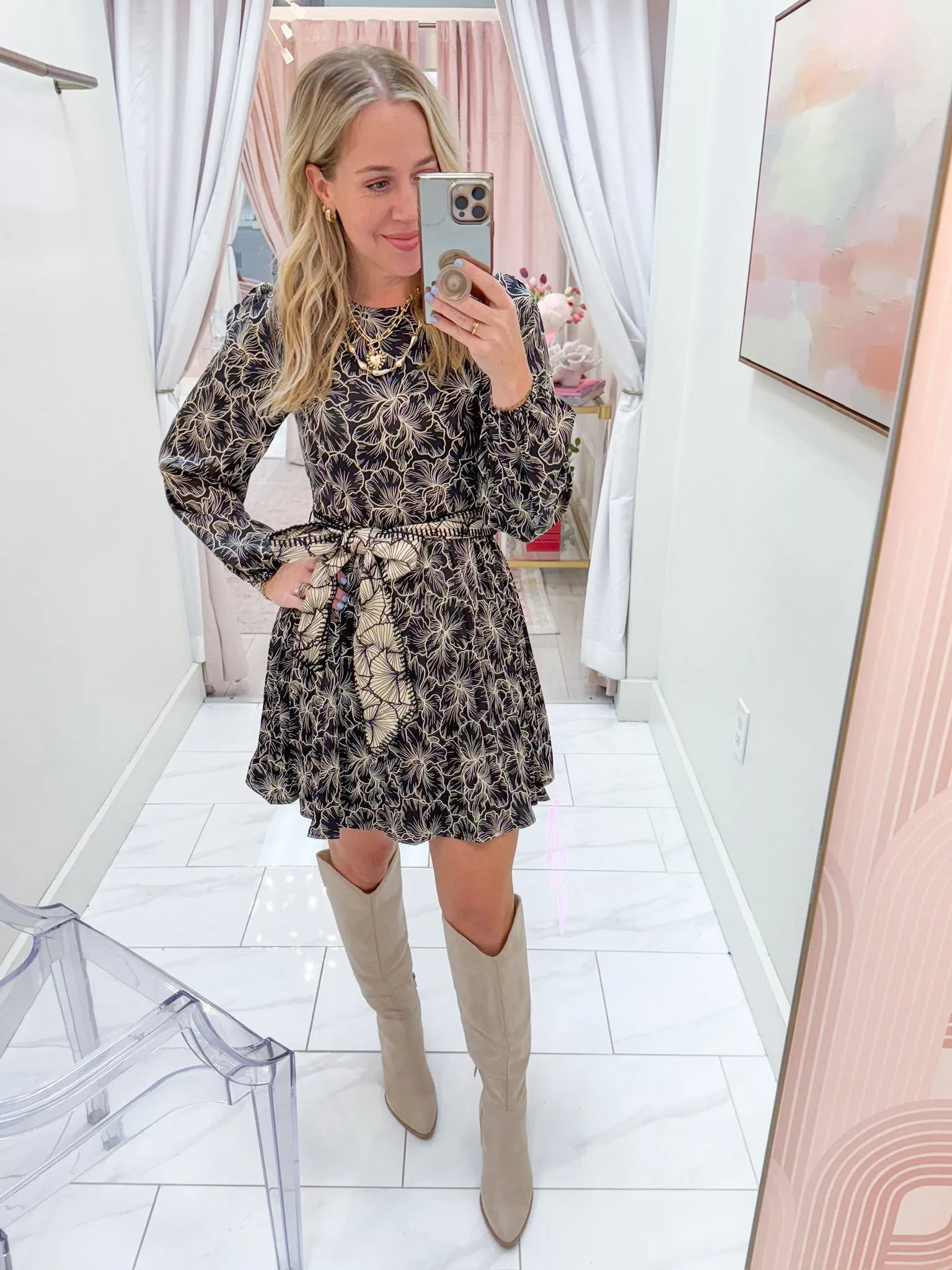 Sasha Pleated Long Sleeve Mini Dress sold by Mimosa product image thumbnail 3